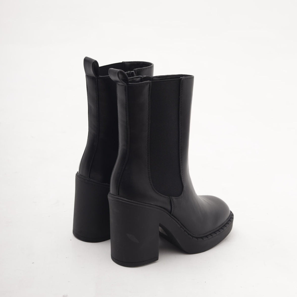 STIVALETTO ELASTICO ZIP TACCO NERO 