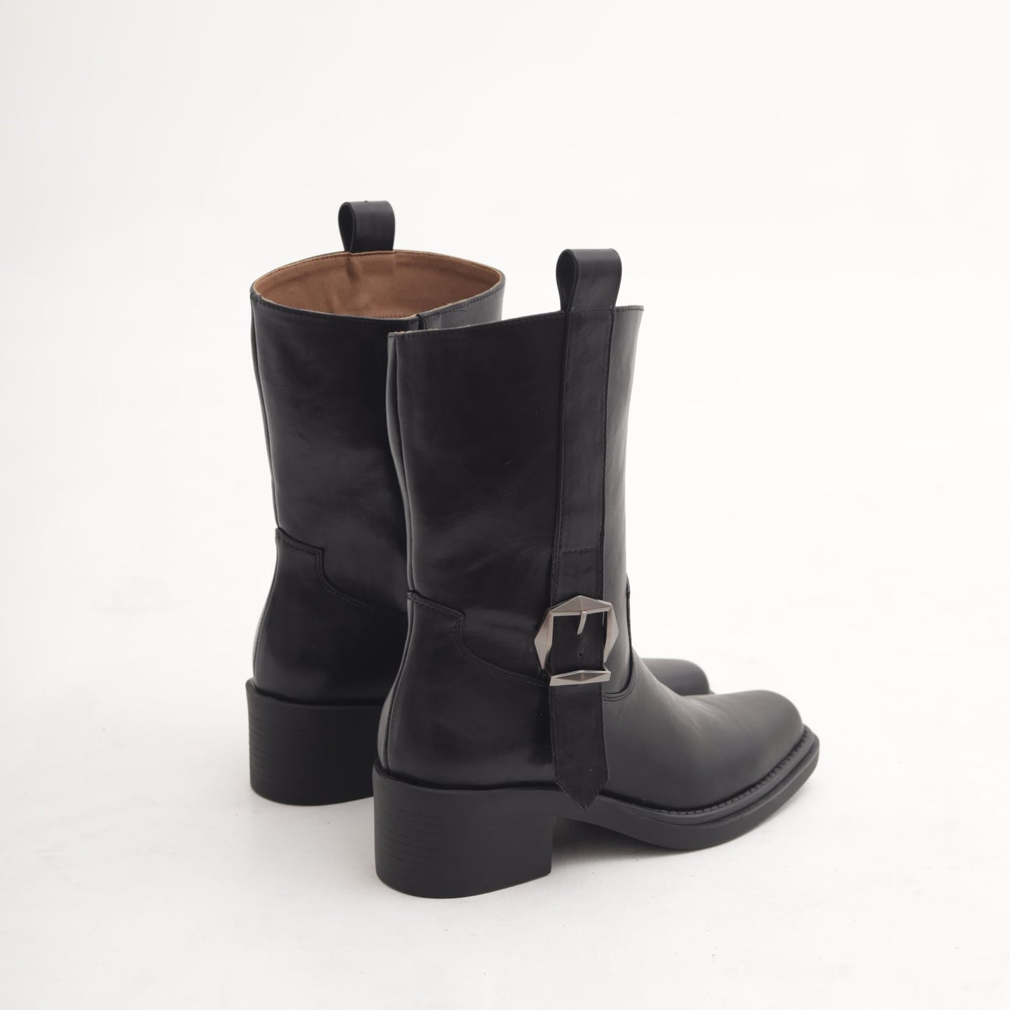 STIVALETTO TEXANO FIBBIA NERO 