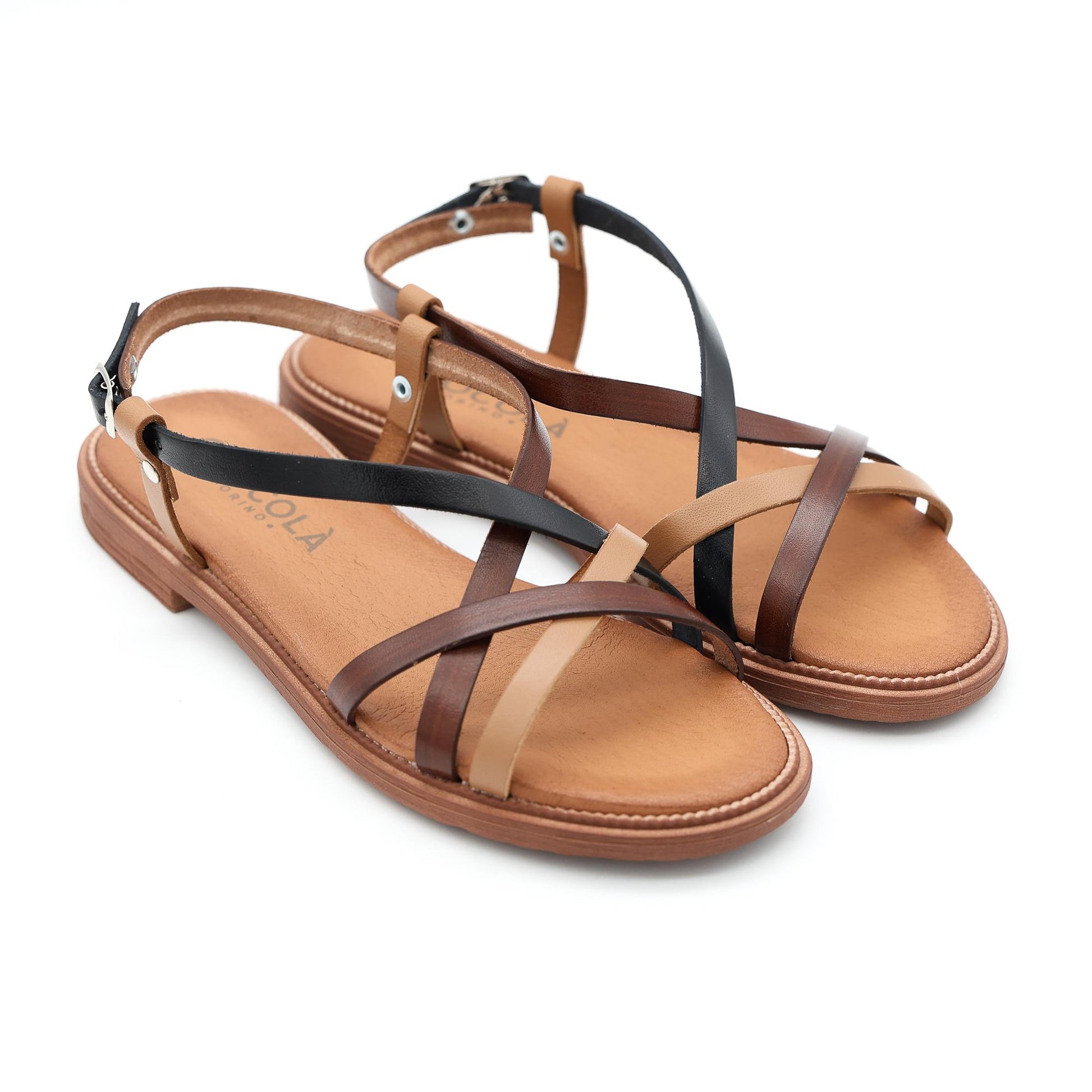SANDALO FLAT FASCETTE NERO 