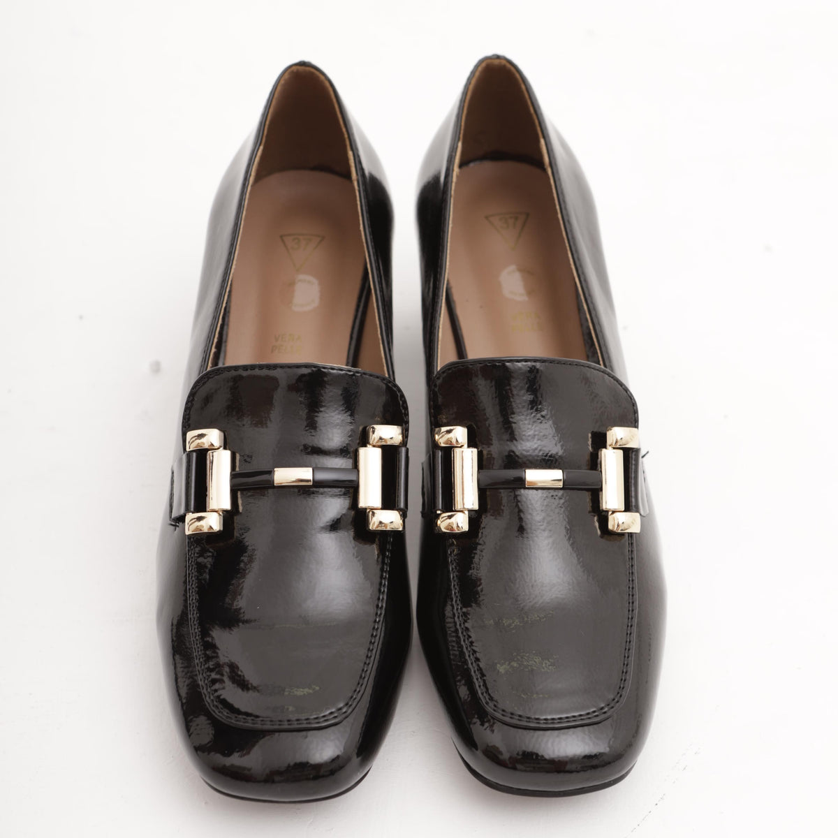 MOCASSINO TACCO MORSETTO GOLD NERO 