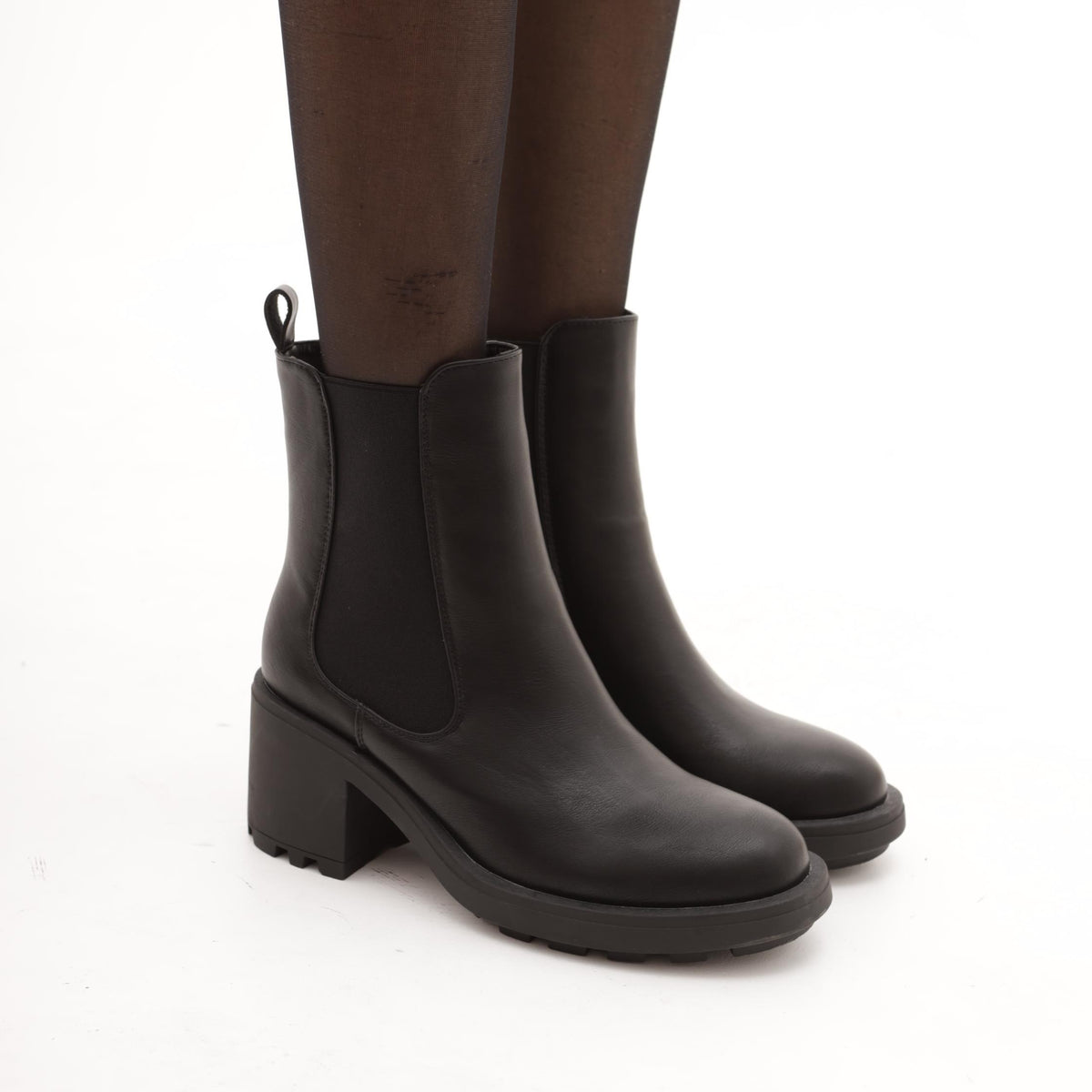 STIVALETTO ELASTICI TACCO NERO 