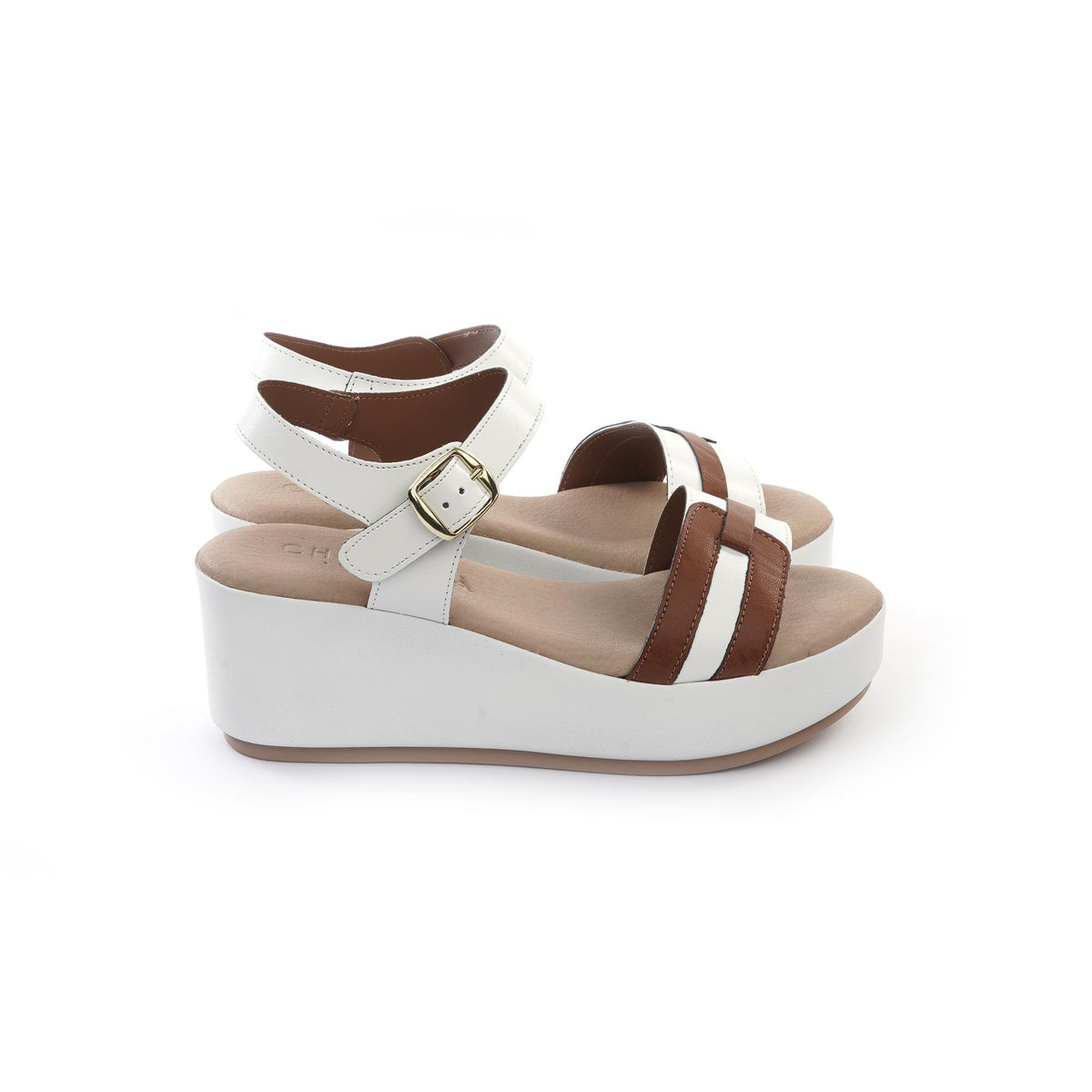 SANDALO ZEPPA FASCIA BICOLORE BIANCO<BR/> 