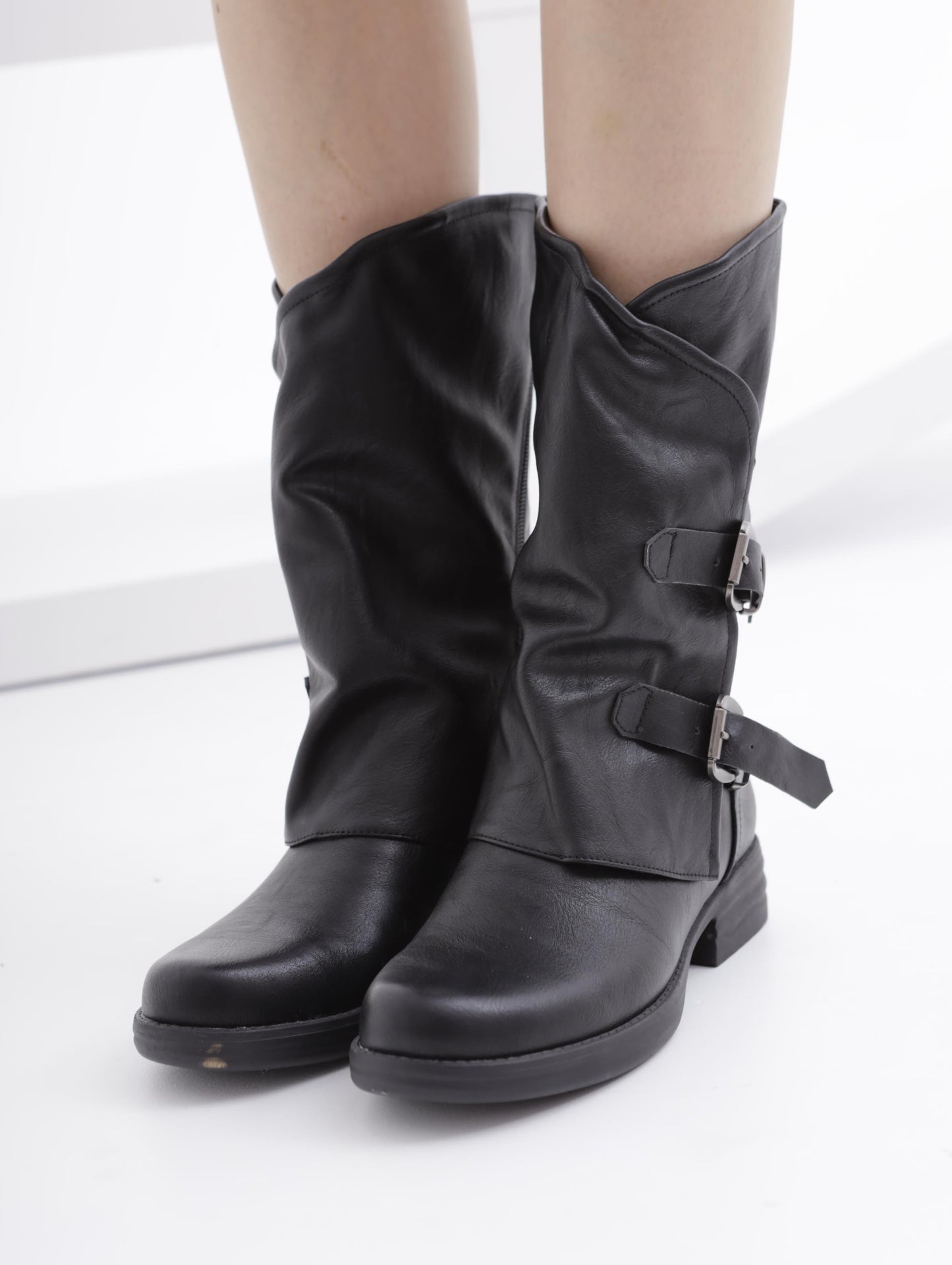 STIVALETTO FIBBIE NERO 