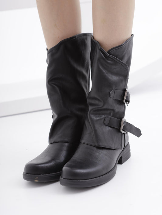 STIVALETTO FIBBIE NERO 