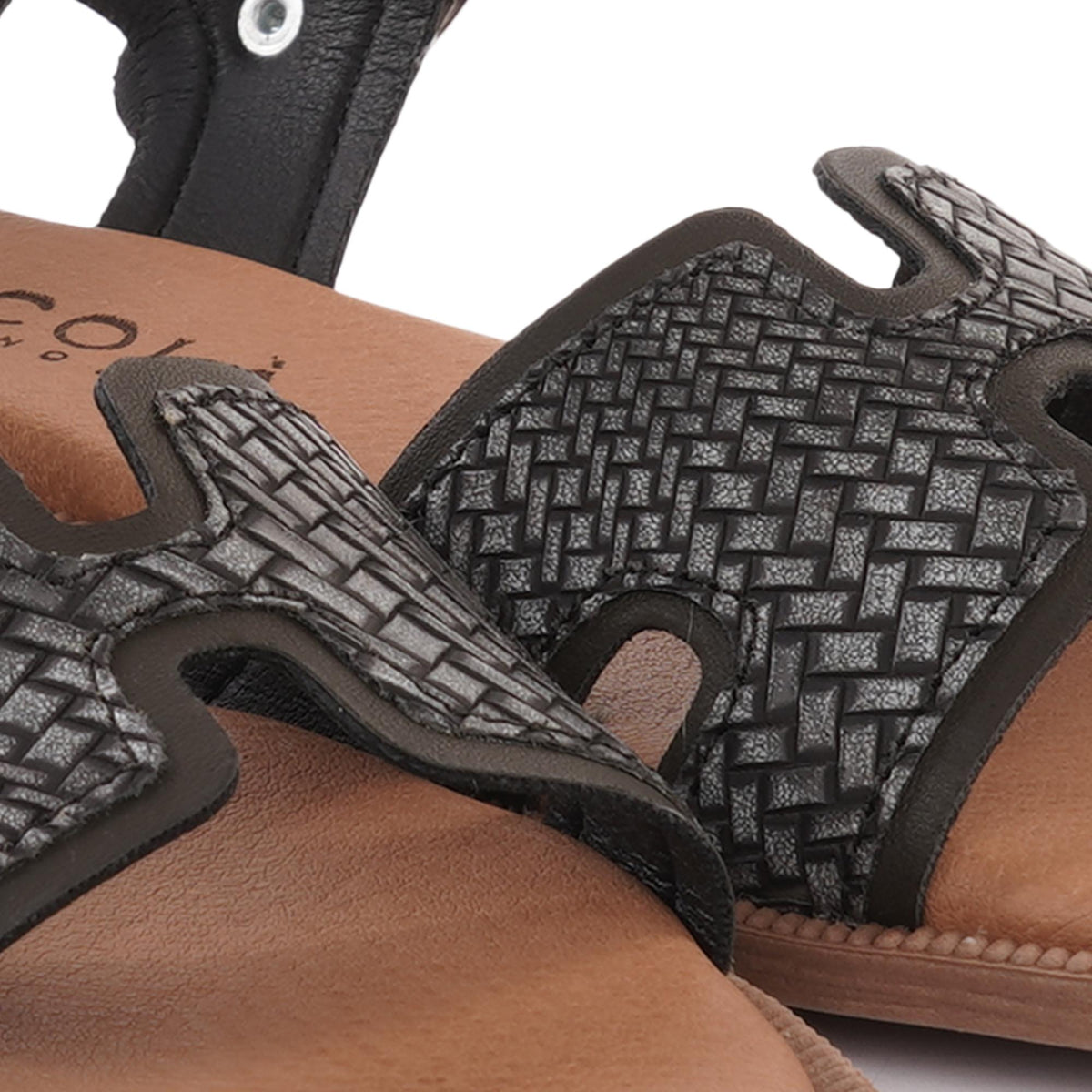 SANDALO H FLAT INTRECCIATO NERO<BR/> 