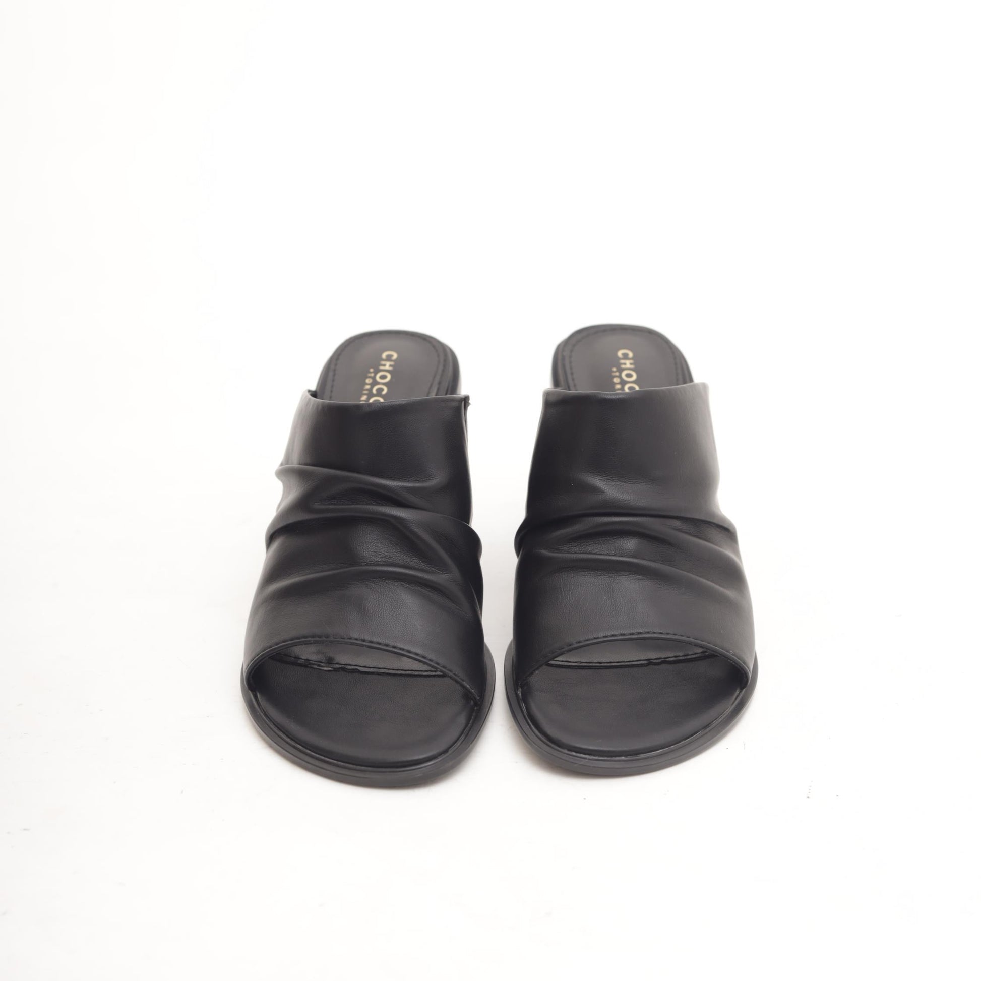 SANDALO FASCIA ARRICCIATO NERO 