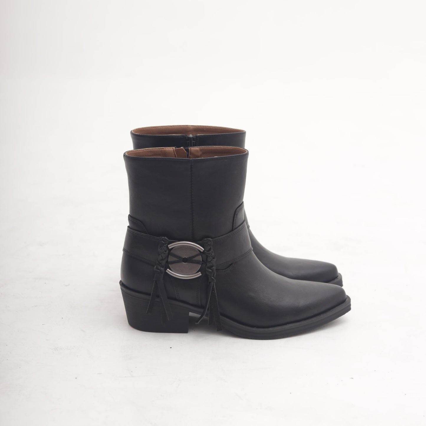 STIVALETTO TEXANO CINTURINO E FRANGE NERO MP2737-5PUNE CHOCOLA