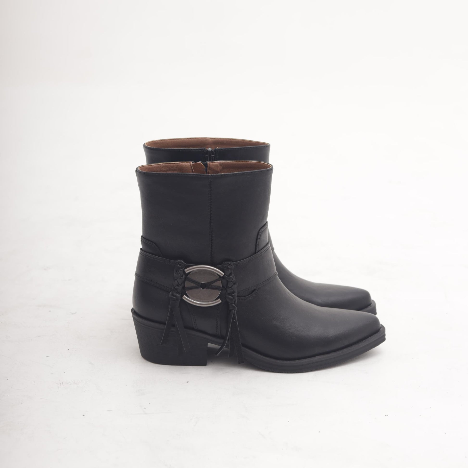 STIVALETTO TEXANO CINTURINO E FRANGE NERO MP2737-5PUNE CHOCOLA