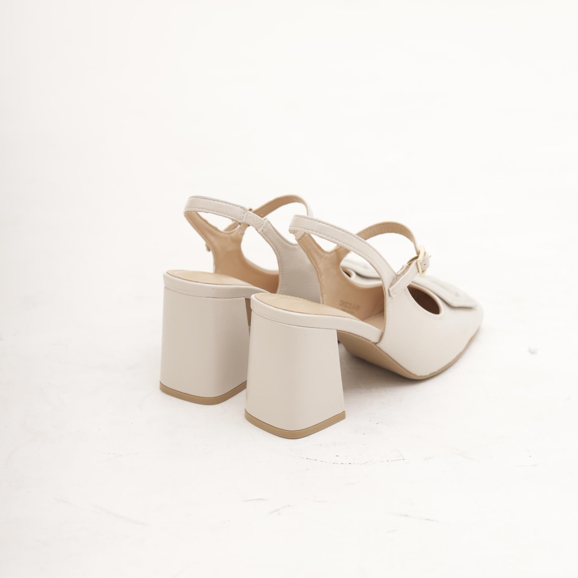 SLINGBACK ACCESSORIO QUADRATO PANNA 
