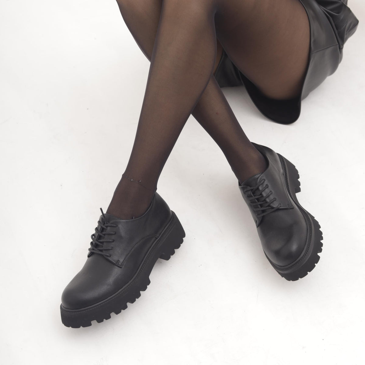 OXFORD SUOLA ALTA LISCIA NERO 
