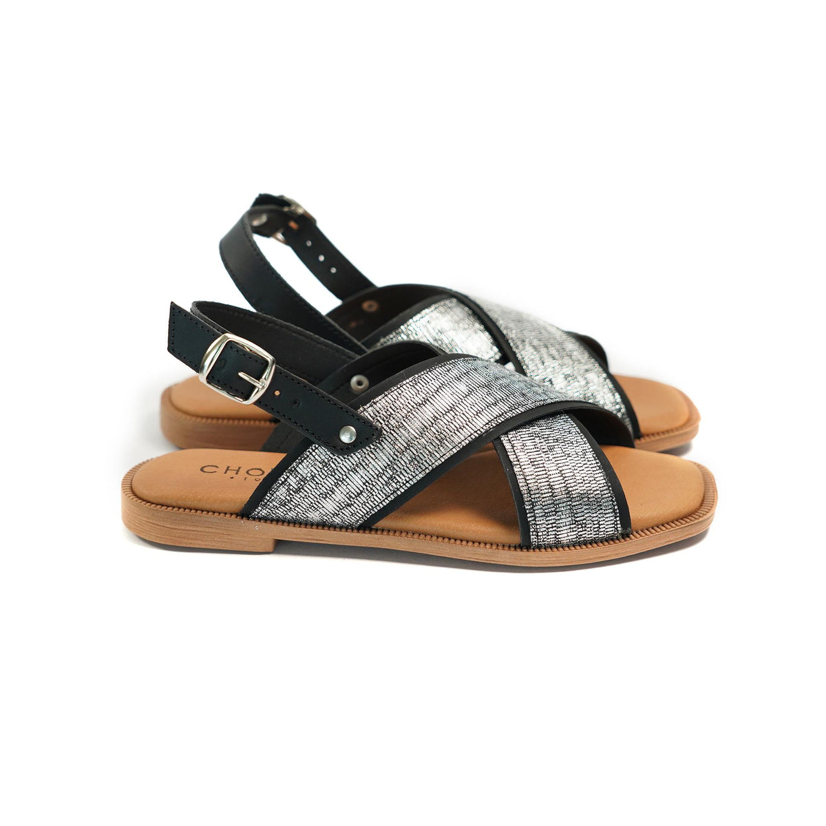 SANDALO FLAT INCROCIATO ARGENTO 