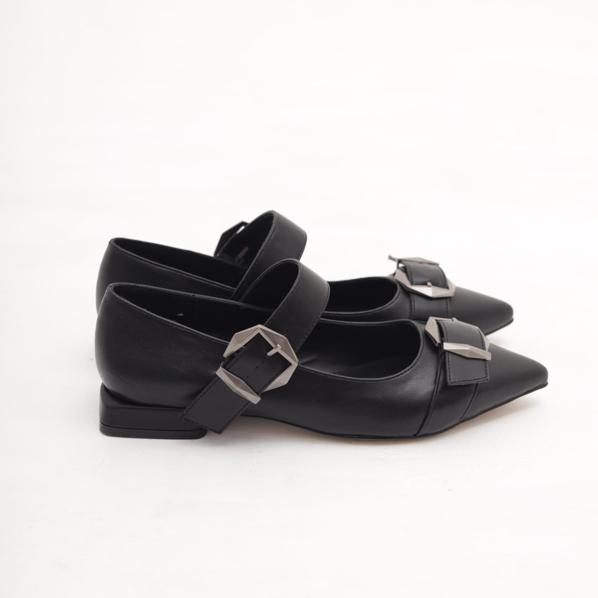 DECOLLETE FLAT FIBBIE NERO 