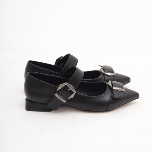 DECOLLETE FLAT FIBBIE NERO 