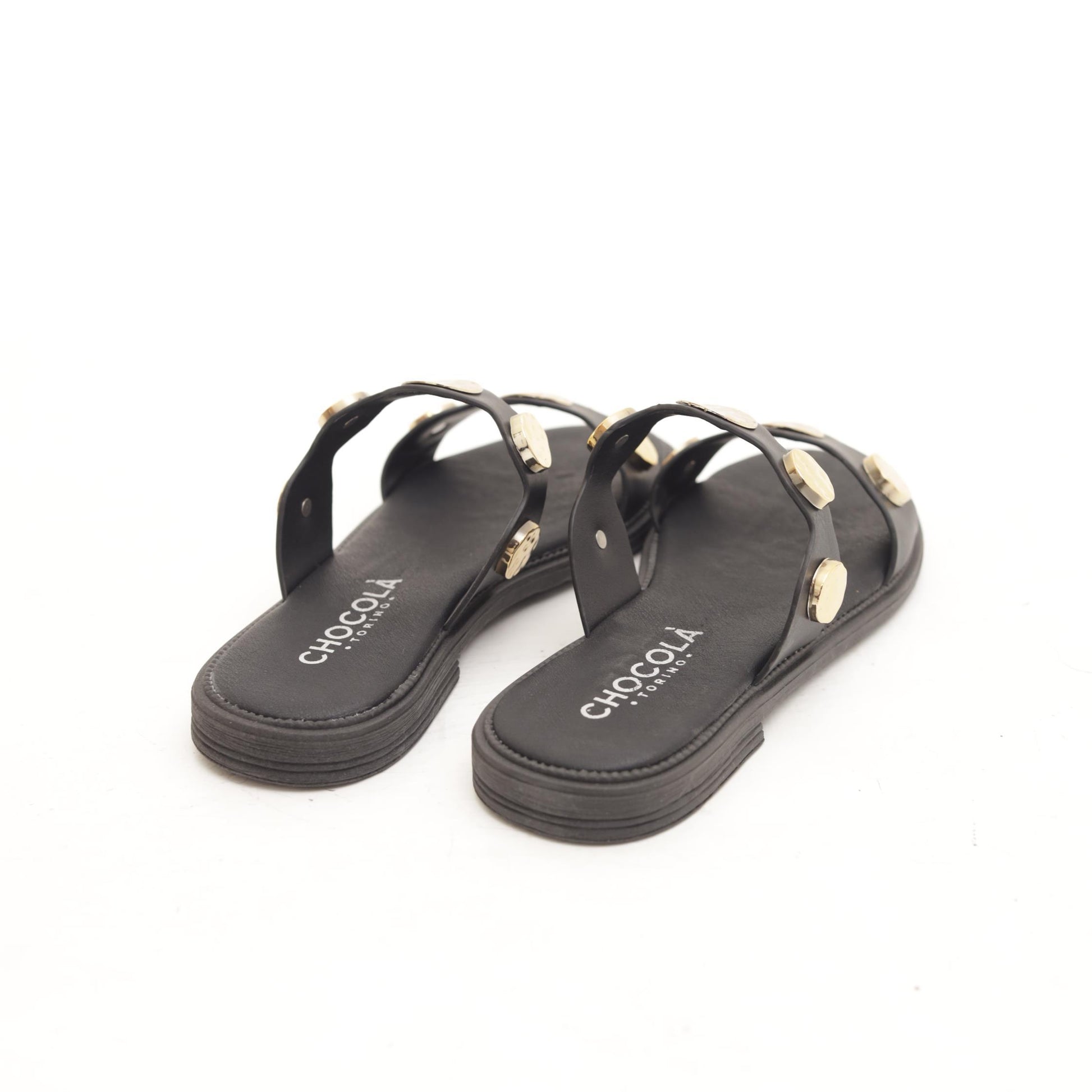 SANDALO FLAT MONETE NERO 