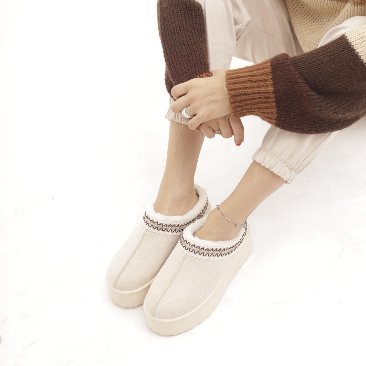 SABOT MAMMUT BORDATO BEIGE MP1002-1MFBE CHOCOLA