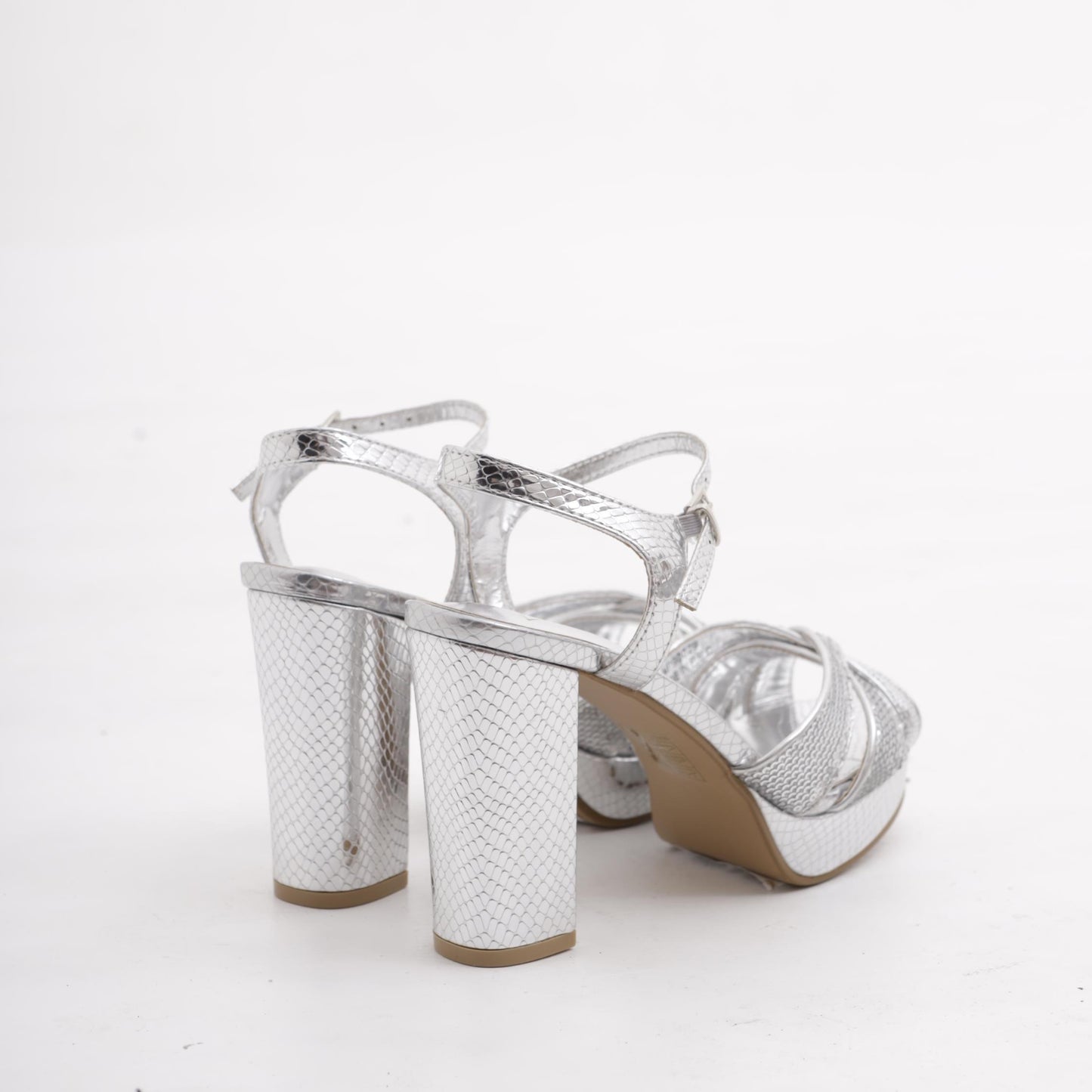 SANDALO PLATEAU PAILLETTES ARGENTO 