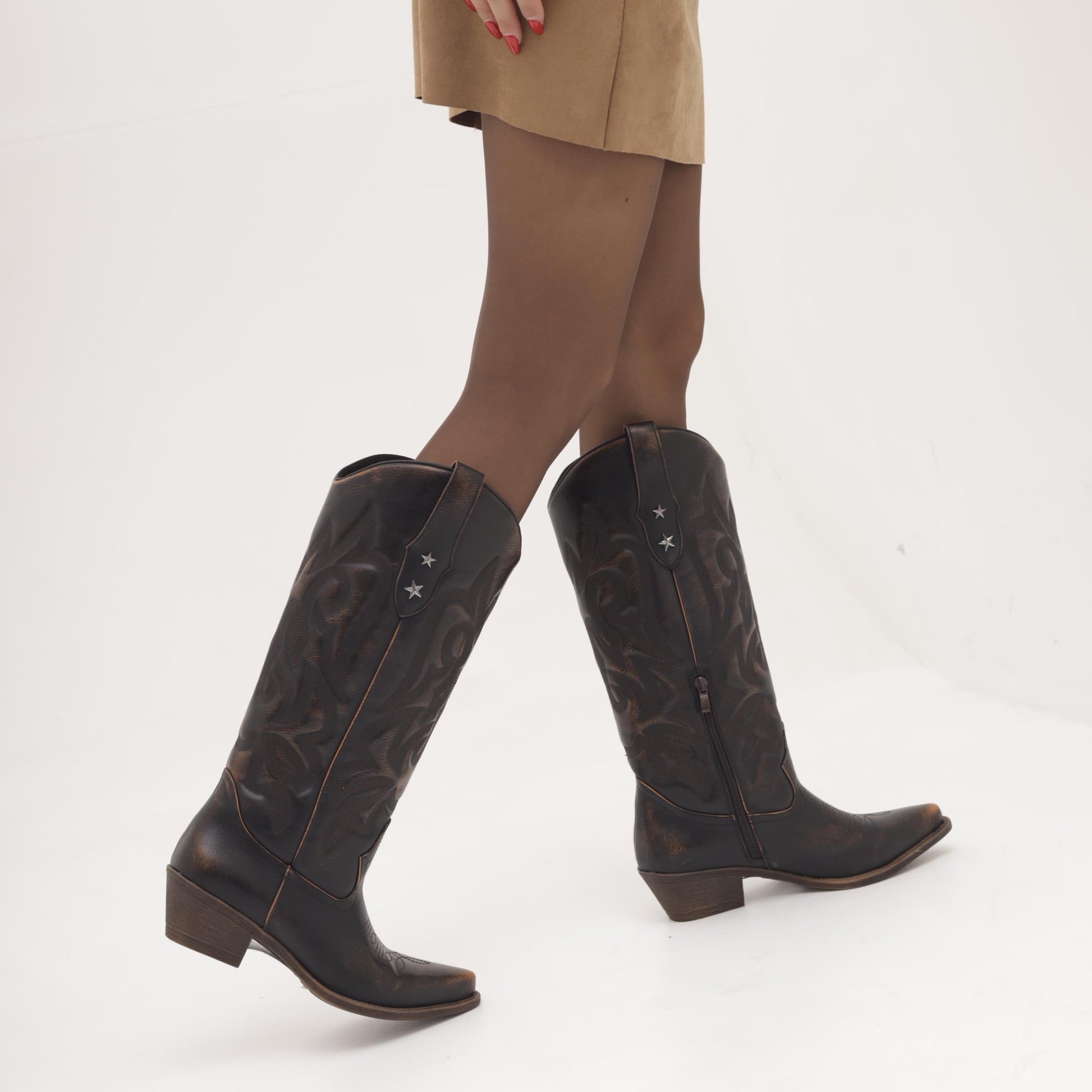 STIVALE CAMPEROS RICAMO STARS TESTA DI MORO MP2705-1PUTM CHOCOLA