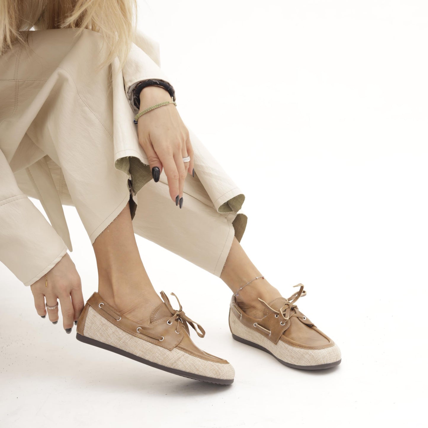 MOCASSINO VELA CANVAS CUOIO 