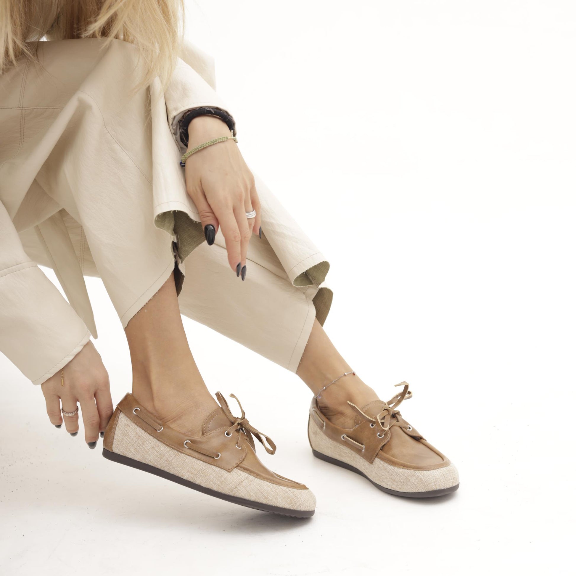 MOCASSINO VELA CANVAS CUOIO 