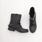 STIVALETTO RISVOLTATO CON FIBBIA E ZIP NERO 