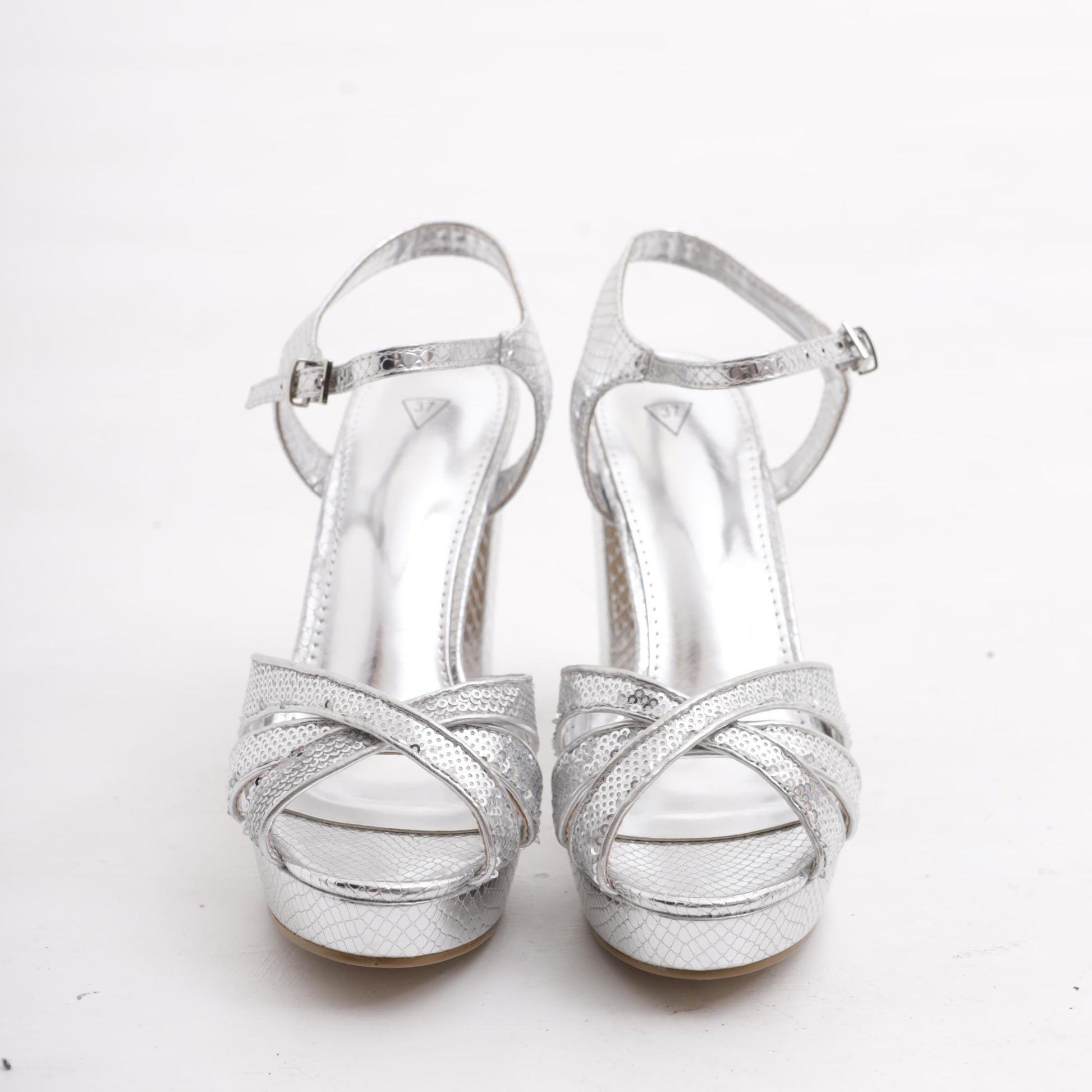 SANDALO PLATEAU PAILLETTES ARGENTO 