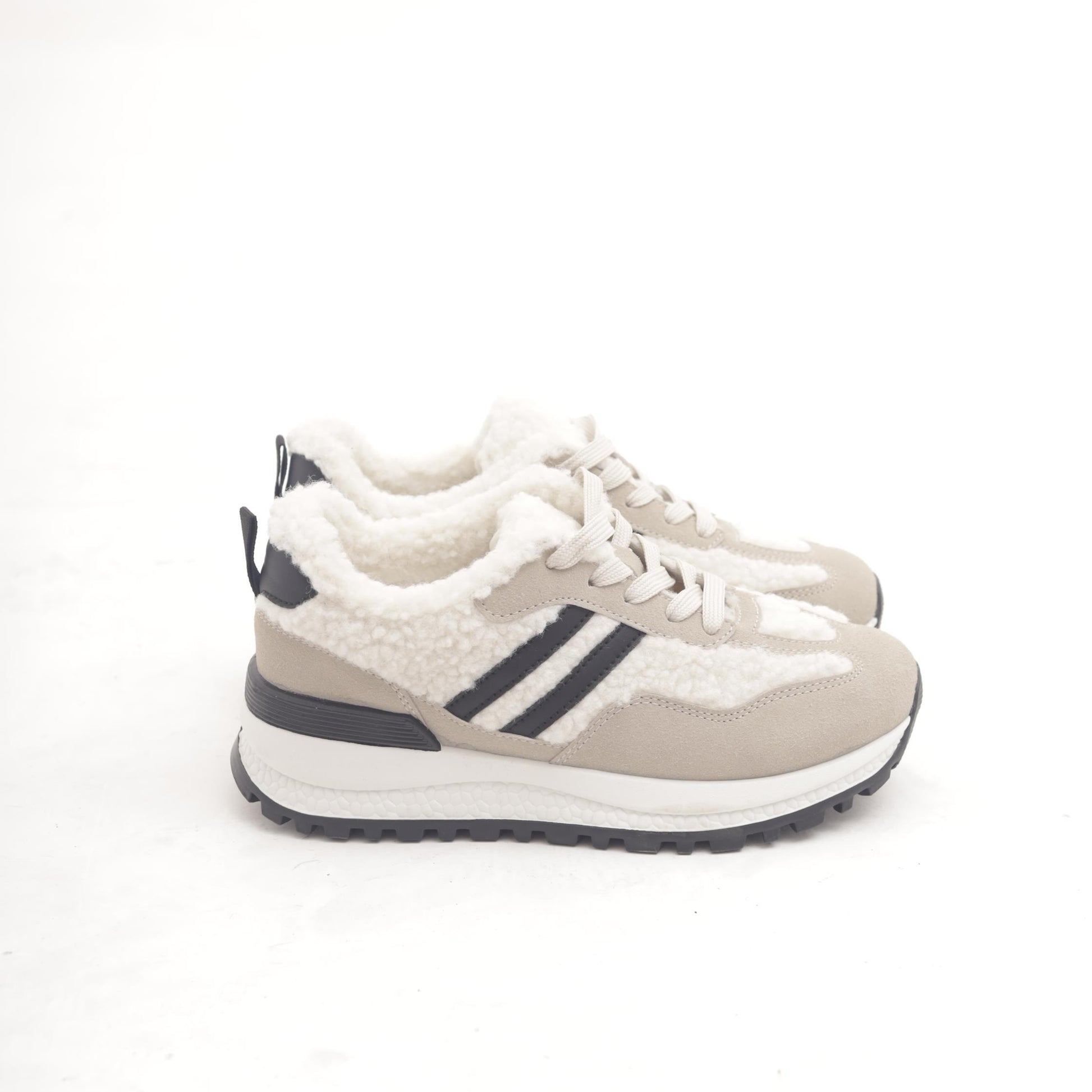 SNEAKERS RUNNING FUR DOPPIA FASCIA PANNA 