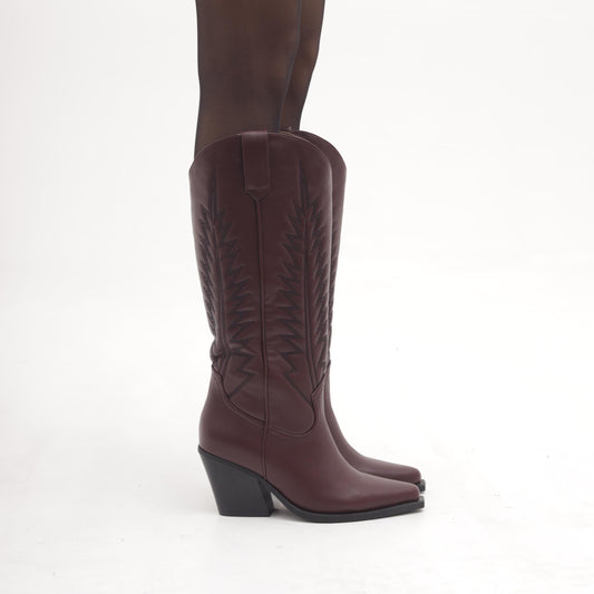 STIVALE TEXANO TACCO BORDEAUX 