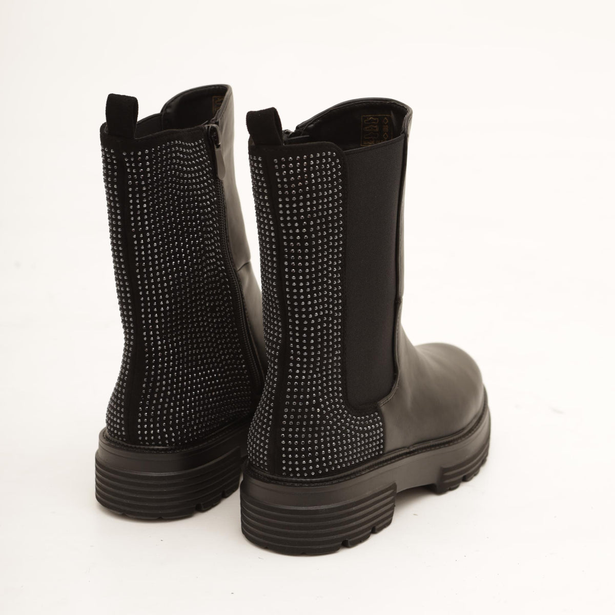 STIVALETTO ELASTICI STRASS NERO 