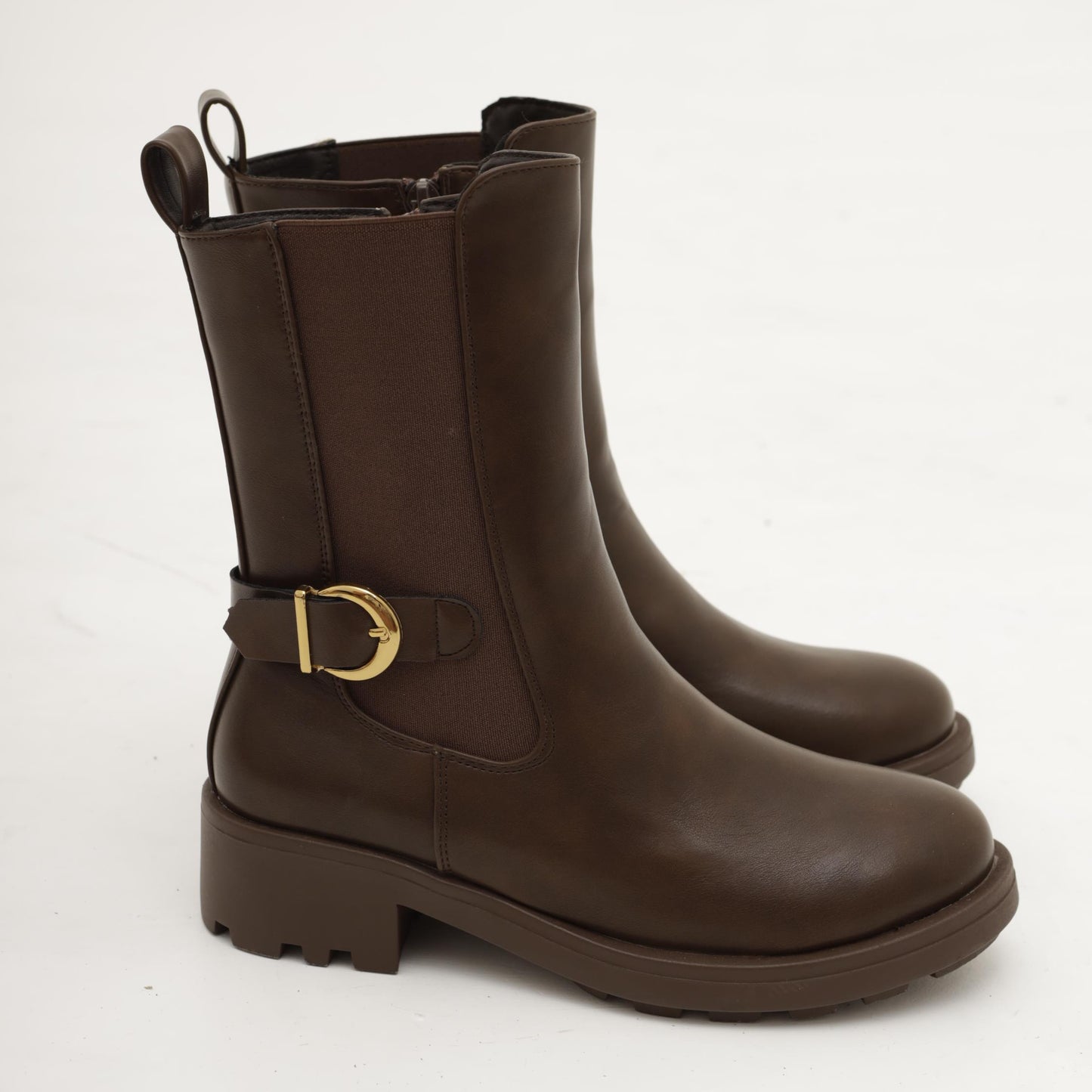 STIVALETTO ELASTICI FIBBIA MARRONE 