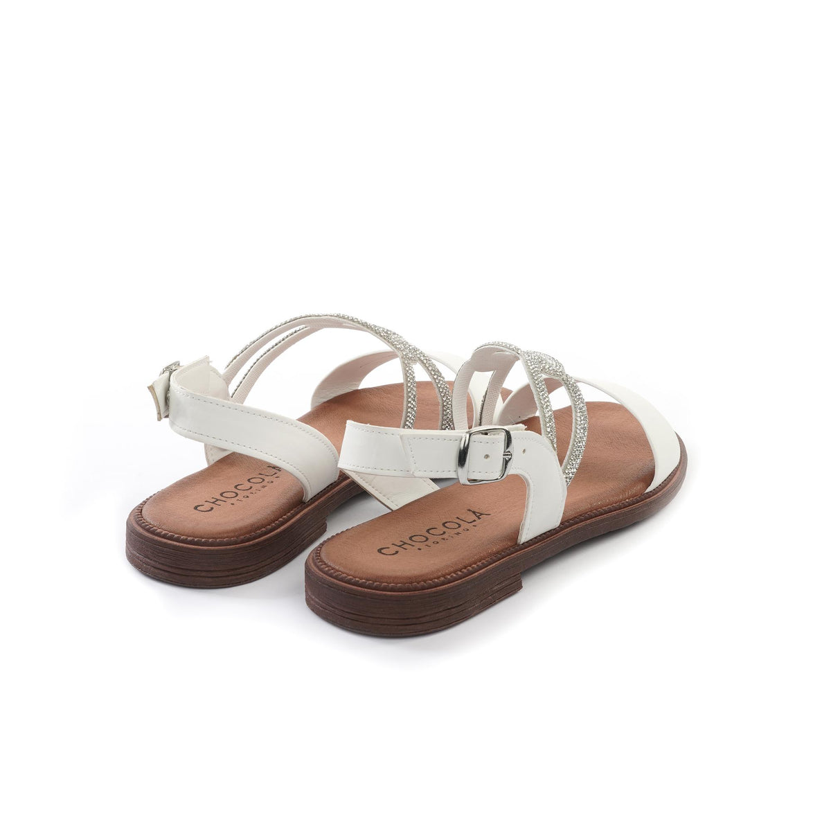 SANDALO FLAT STRASS BIANCO<BR/><BR/> 