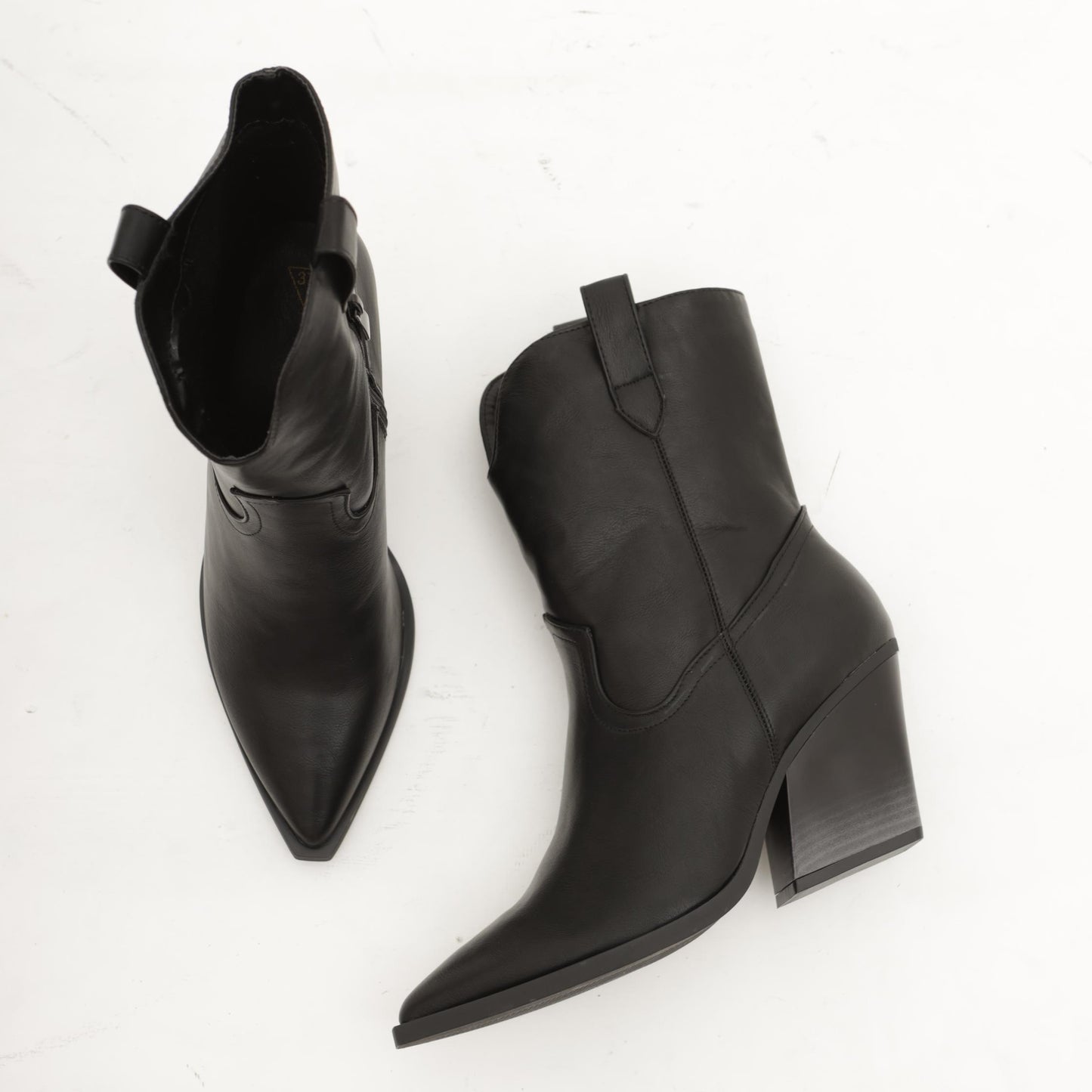 STIVALETTO TEXANO LISCIO NERO 