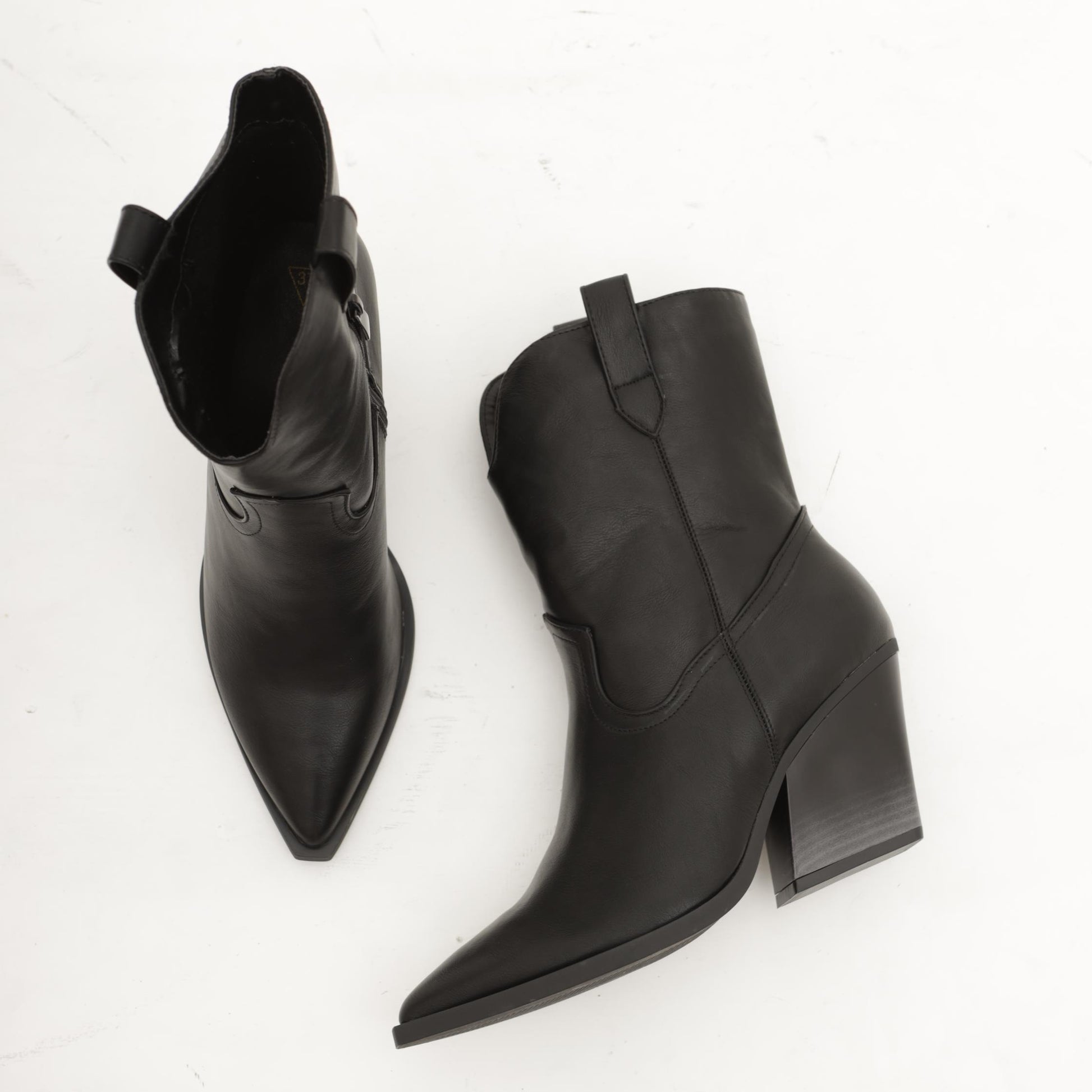 STIVALETTO TEXANO LISCIO NERO 