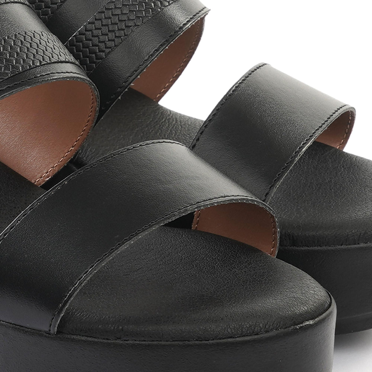 SANDALO ZEPPA DOPPIA FASCIA NERO<BR/> 
