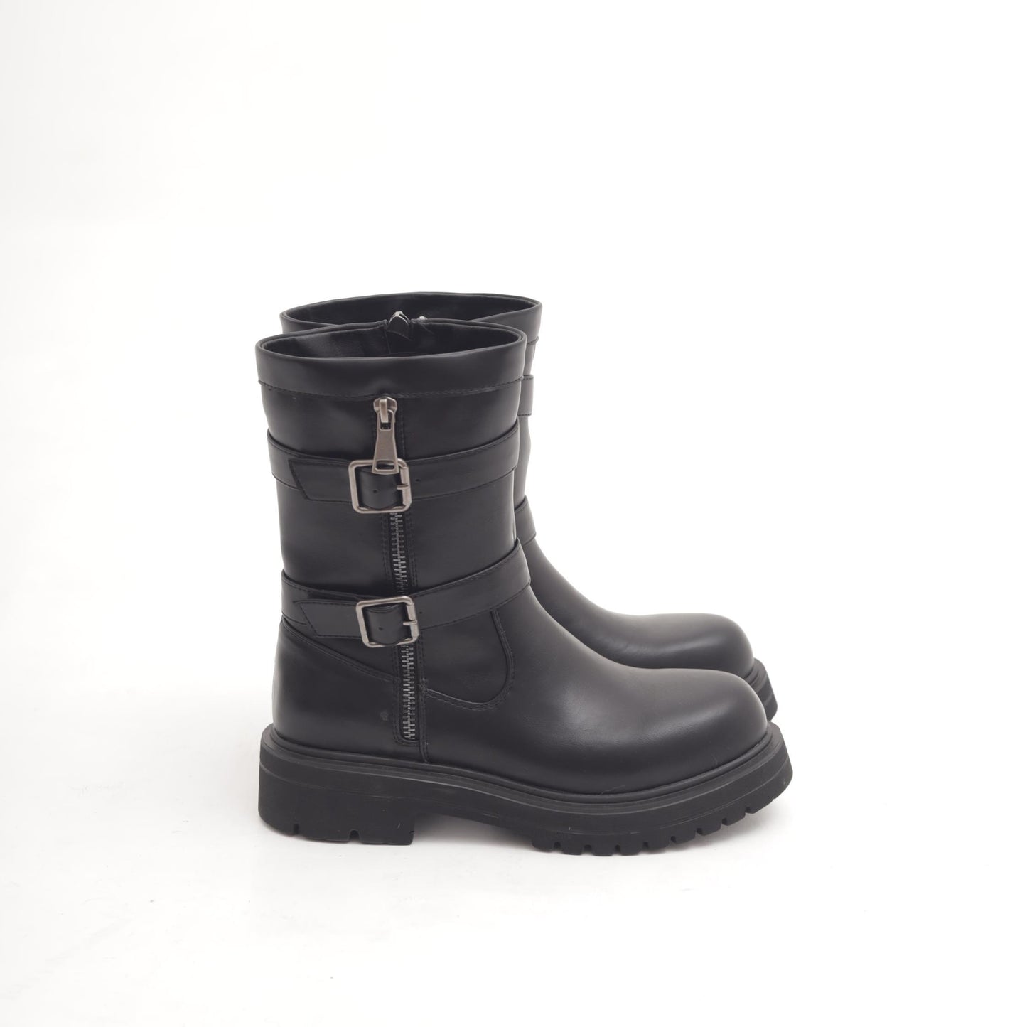 BIKER ZIP E FIBBIE NERO 