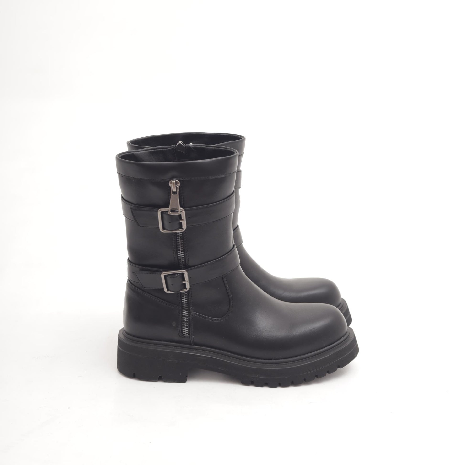BIKER ZIP E FIBBIE NERO 