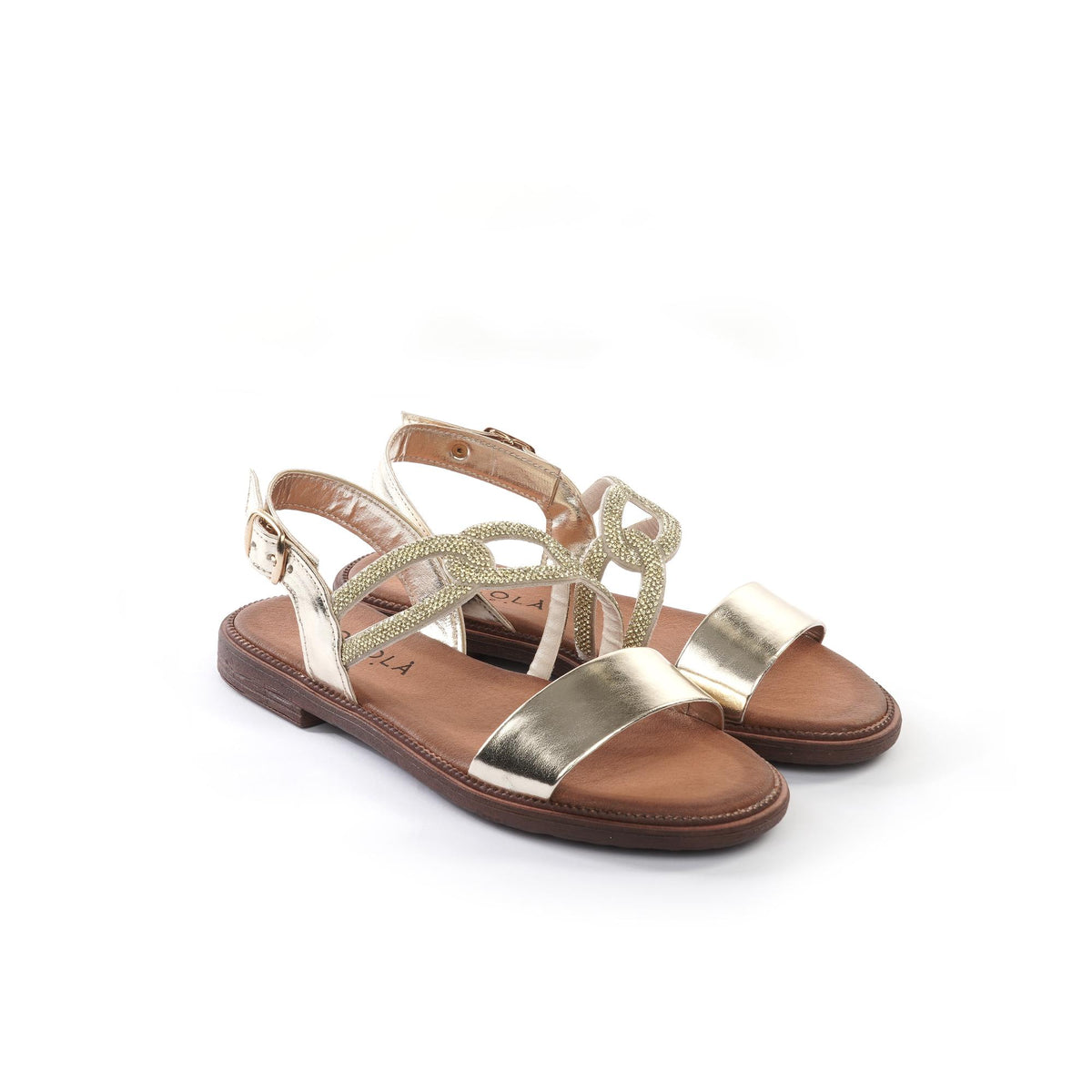 SANDALO FLAT STRASS PLATINO<BR/> 