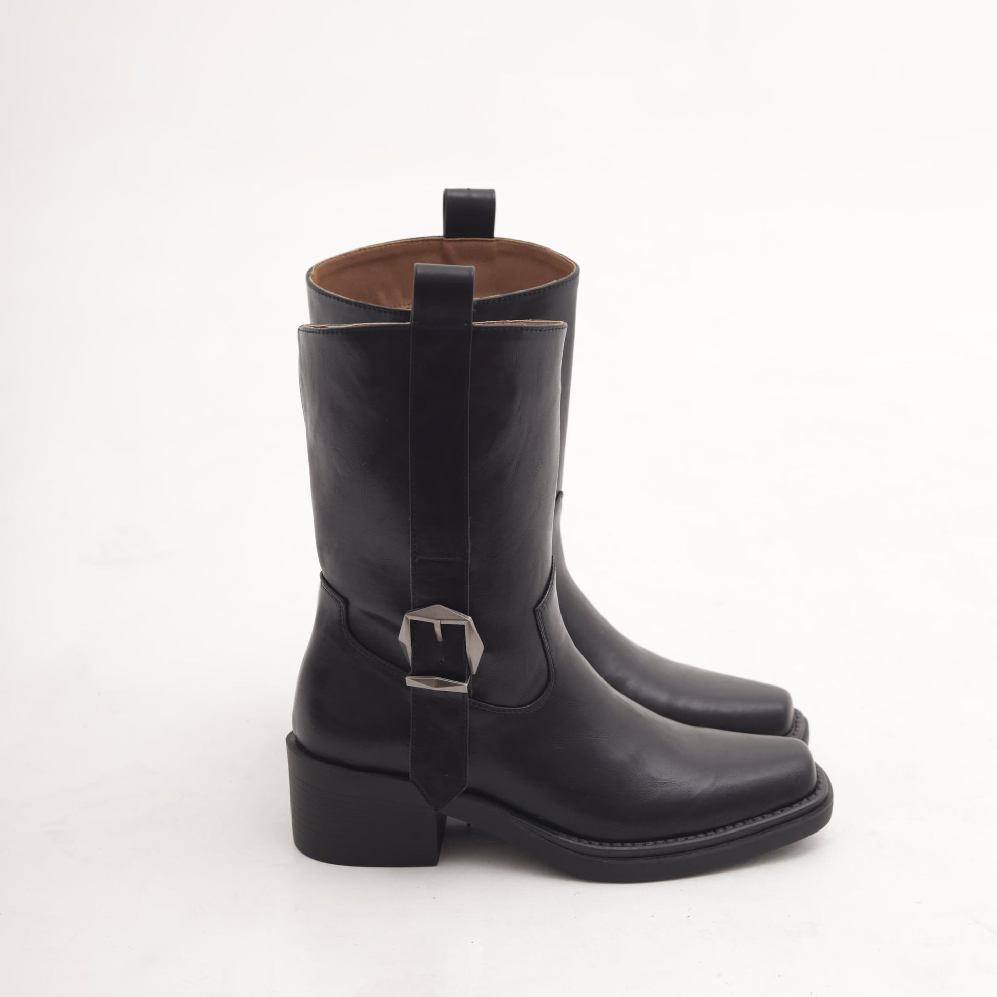 STIVALETTO TEXANO FIBBIA NERO 