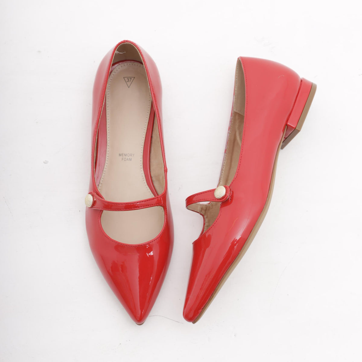 DECOLLETE' FLAT CINTURINO ROSSO 