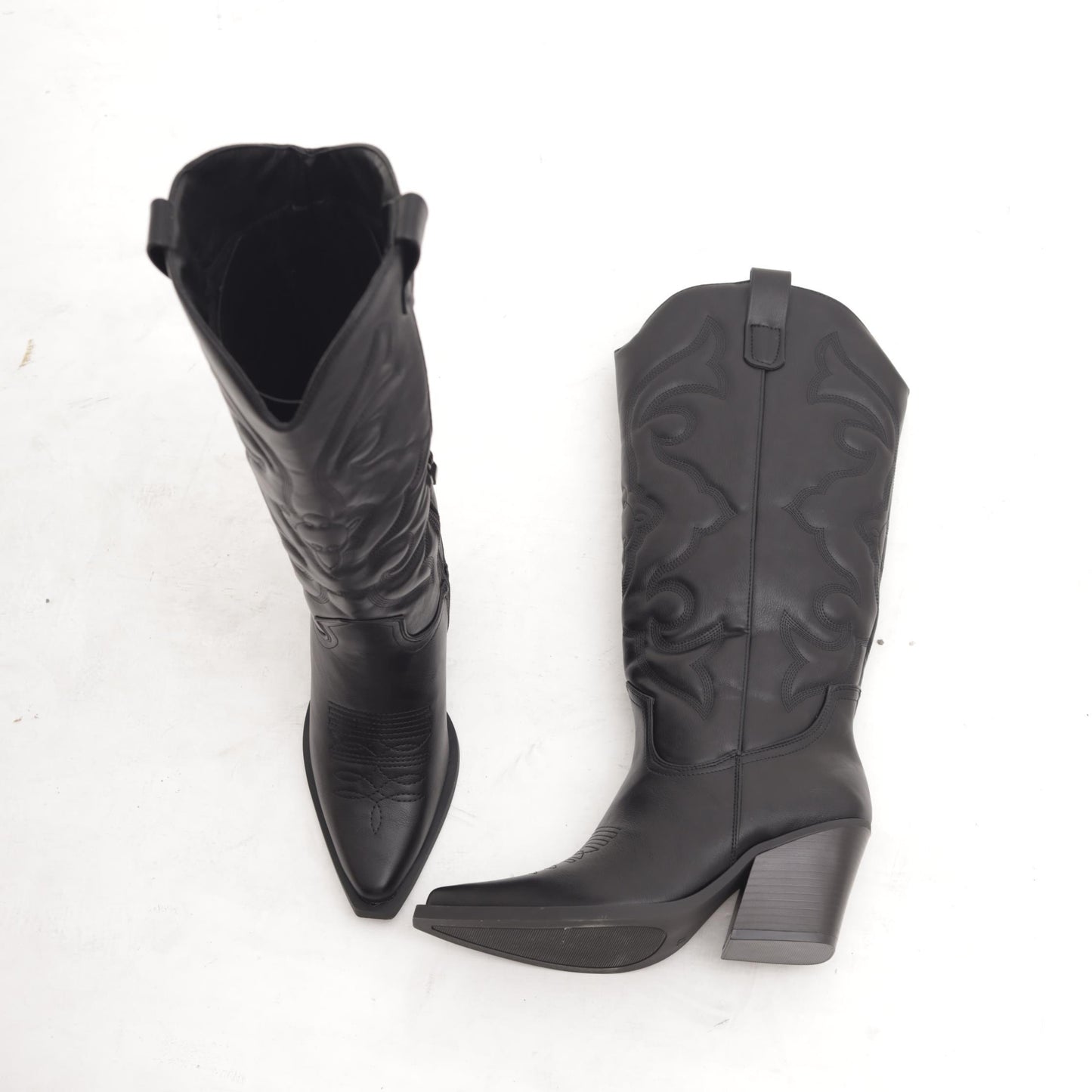 STIVALE TEXANO RICAMO GAMBALE NERO 