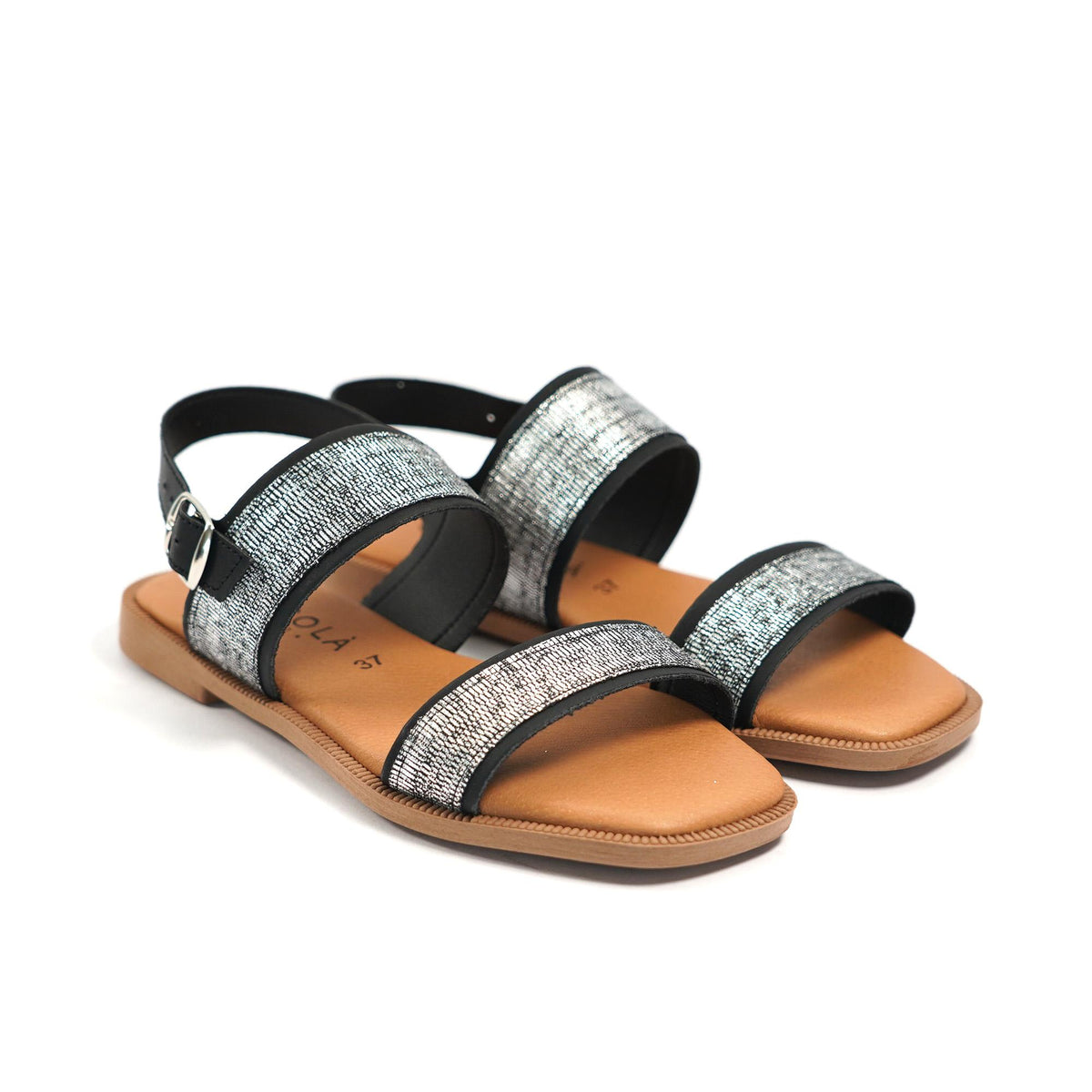 SANDALO FLAT DOPPIA FASCIA ARGENTO 