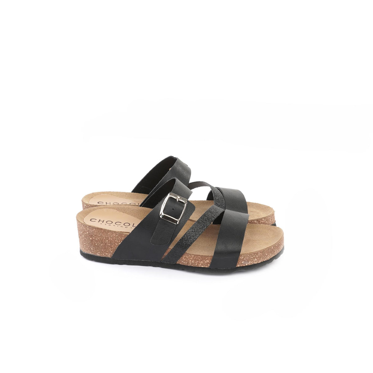 SANDALO BIO ZEPPA DOPPIA FASCIA NERO<BR/><BR/> 