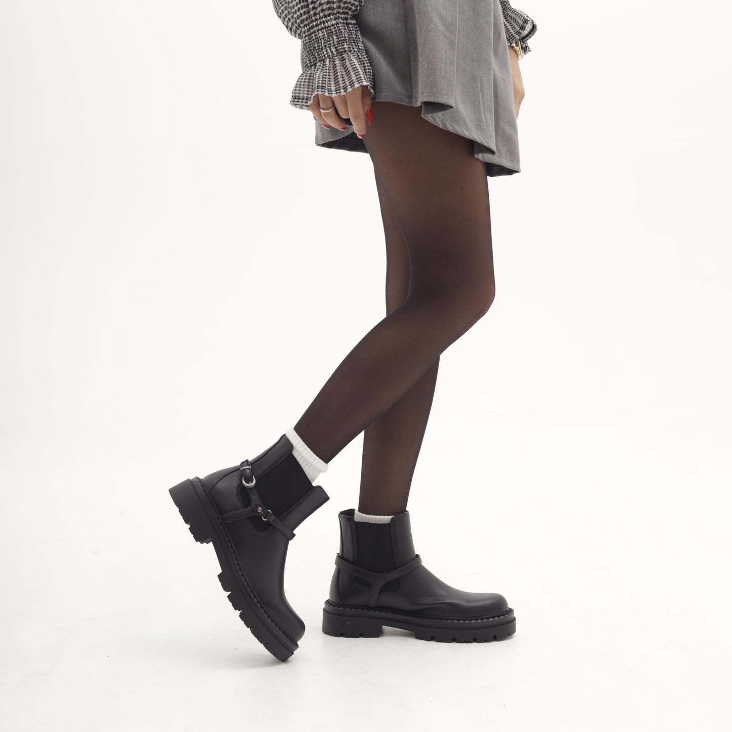 STIVALETTO BASSO ELASTICO E GHETTA NERO 