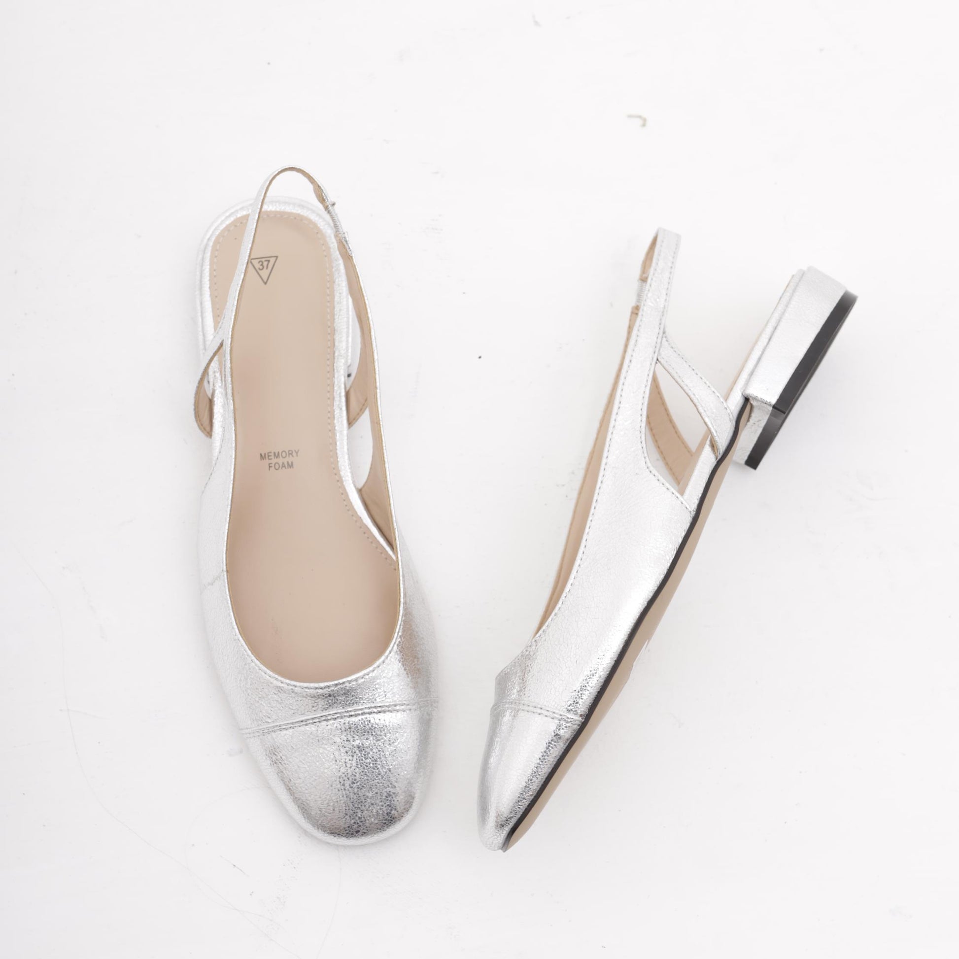 SLINGBACK FLAT PUNTALE ARGENTO 