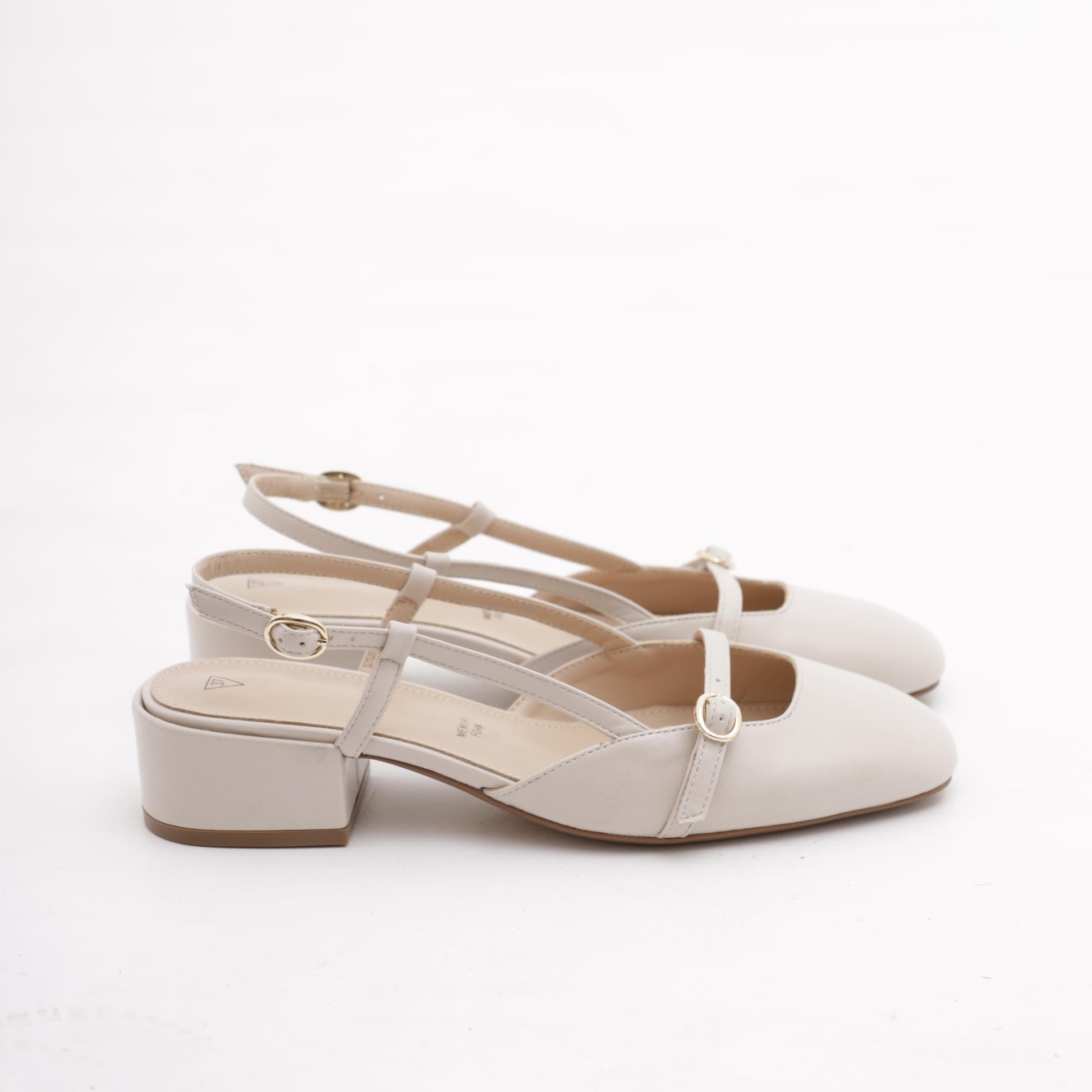 SLINGBACK BASSA CINTURINO PANNA 