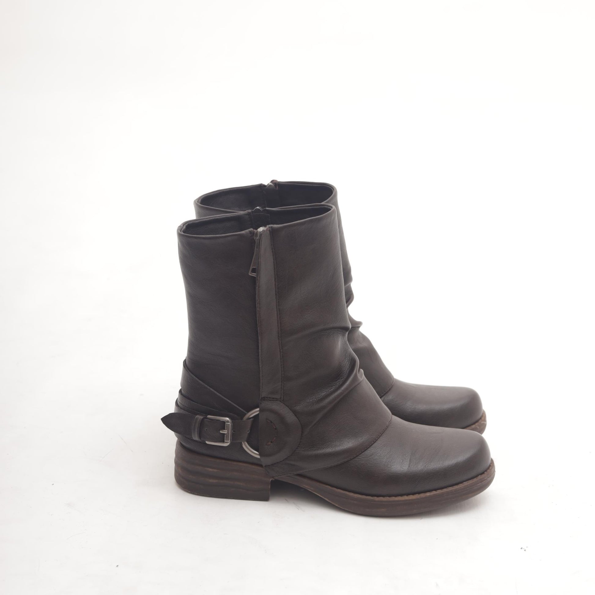 STIVALETTO RISVOLTATO CON FIBBIA E ZIP TESTA DI MORO MP2708-1PUTM CHOCOLA