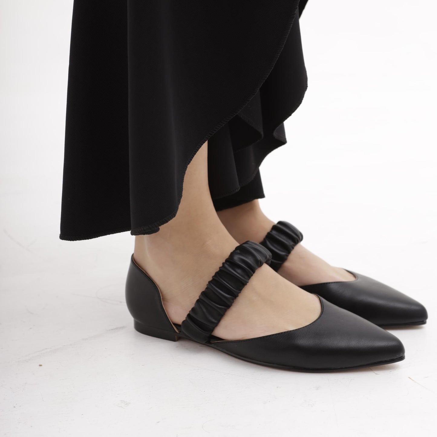 DECOLLETE D'ORSAY FLAT ELASTICO NERO 