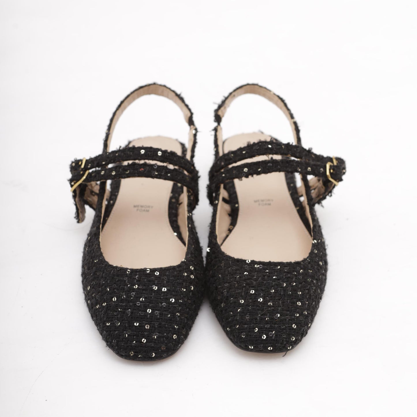 SLINGBACK FLAT TWEED NERO 