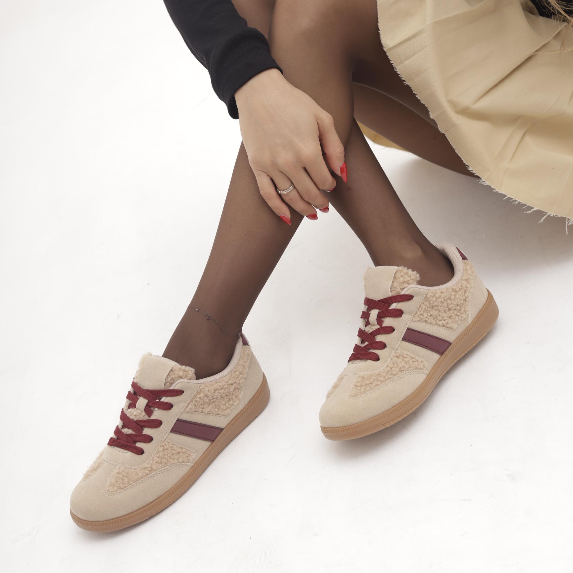 SNEAKERS FLAT FUR BEIGE MP902-6MFBE CHOCOLA