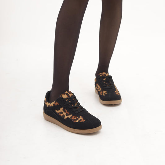 SNEAKERS FLAT ANIMALIER NERO MP902-5MFNE CHOCOLA