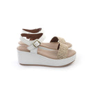 SANDALO ZEPPA FASCIA INTRECCIATA BIANCO<BR/><BR/> 